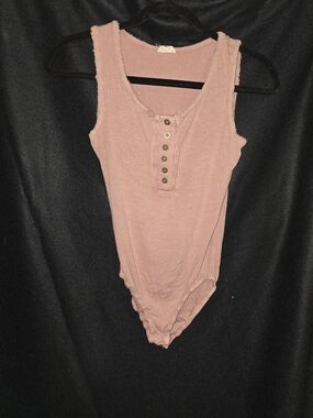 POL Dusty Rose Sleeveless Button-Front Bodysuit